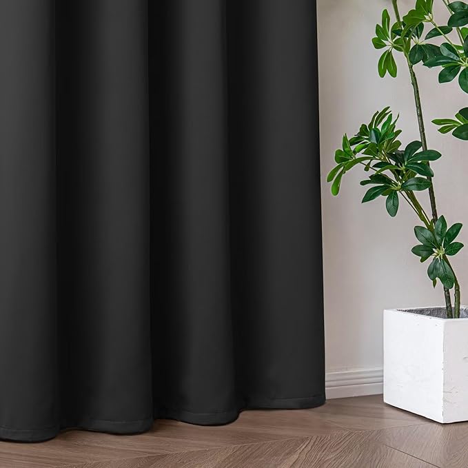 Curtains 72 Inch Length 2 Panels Set, Blackout Curtains for Bedroom Living Room, Thermal Insulated Grommet Room Darkening Drapes for Privacy Home Decor Windows(W52 x L72, Dark Grey)