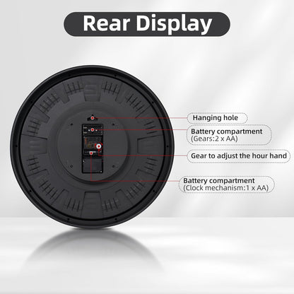 Maxstar Large Vintage Moving Gear Wall Clock, 20''Battery Operated Industrial Steampunk Metal Decor for Living Room, Office,Fireplace, Farmhouse(Arabic Number-Bronze)