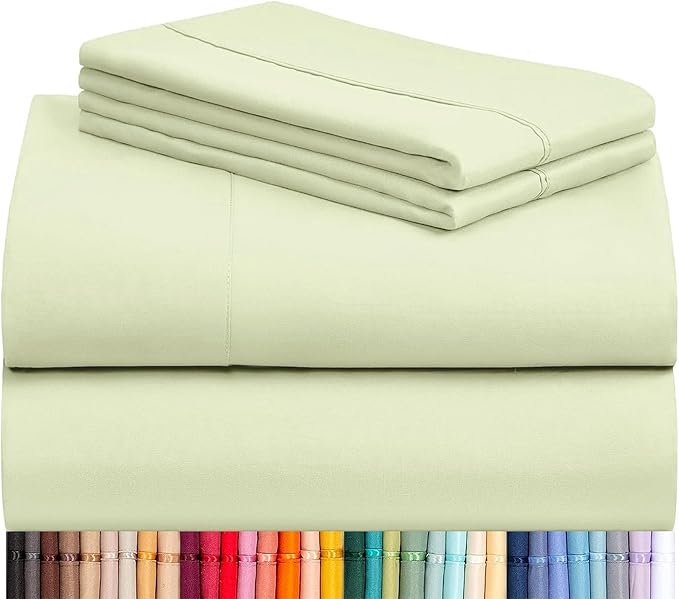 LuxClub 4 PC Sheet Set Bed Sheets Deep Pockets 16" Eco Friendly Wrinkle Free Cooling Machine Washable Hotel Bedding Silky Soft - Sage Green California King