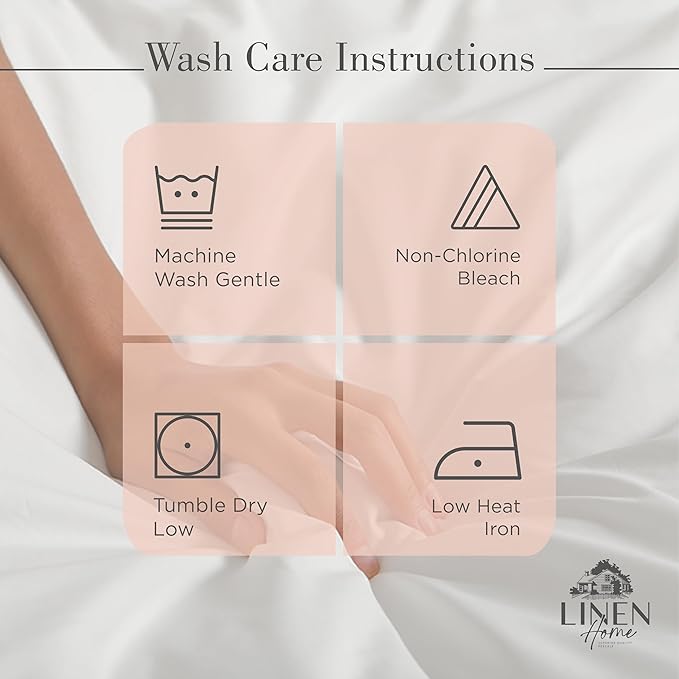 Linen Home 100% Cotton Percale Sheets Full Size, Brushed Rose, Deep Pocket, 4 Pieces Set - 1 Flat, 1 Deep Pocket Fitted Sheet and 2 Pillowcases, Crisp Cool and Strong Bed Linen