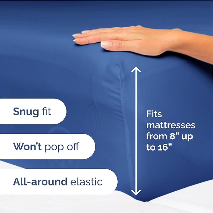 Full Size 4 Piece Sheet Set - Extra Soft, Breathable & Cooling Sheets - Hotel Luxury Durable Bed Sheets for Women & Men - Deep Pockets, Easy-Fit & Wrinkle-Free Sheets - Cobalt Blue Oeko-Tex Bed Sheets
