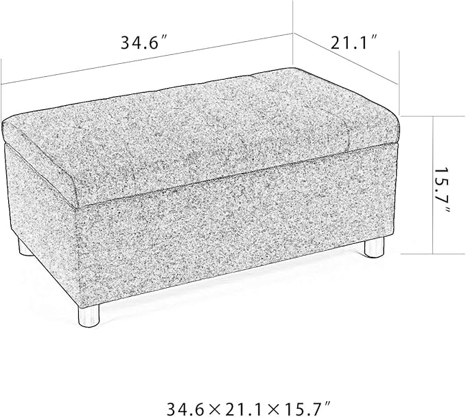 Joveco Rectangular Lift Top Storage Ottoman Bench, Tufted Storage Bench for Living Room Entryway Bedroom (Gray)