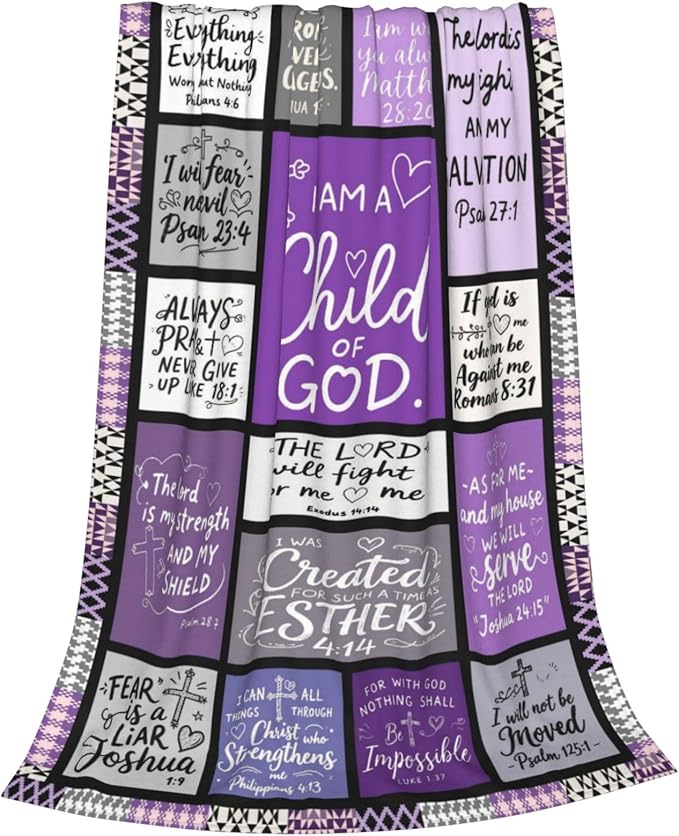Christian Blanket Gift for Women, Inspirational Throw Blanket for Couch, Soft Lightweight Flannel Blanket, 50"x 60" Thoughts and Prayers Blankets for Bedroom Sofa Living Room Decoration