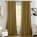 AUSSPVOCT Velvet Curtains 90 Inches Long 2 Panels for Bedroom, Thermal Insulated Room Darkening Luxury Soft Blackout Curtain Back Tab Rod Pocket Window Drapes for Living Room, W52 x L90, Goldbrown
