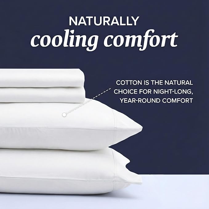 Beckham Hotel Collection Queen Sheet Set 100% Cotton, 500TC Luxury Sateen Bedding, 16” Deep Pocket, Moisture-Wicking, 4-Piece, White