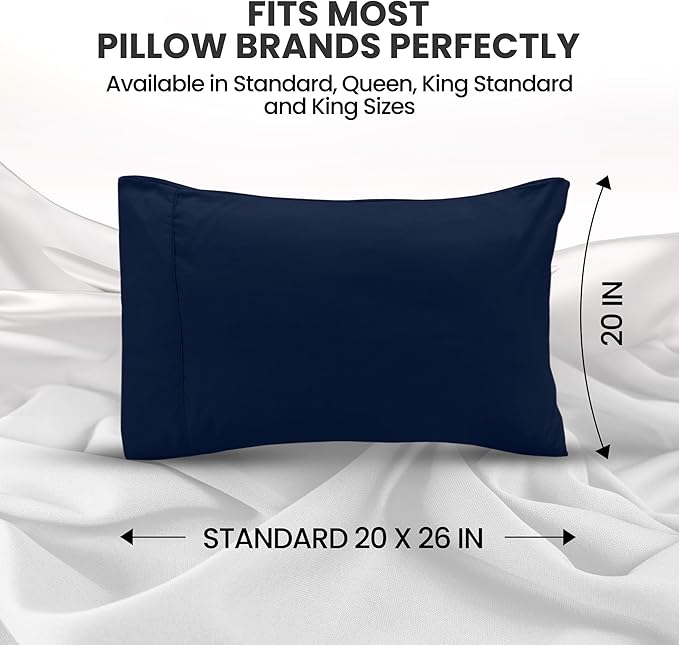 Pillow Covers by Utopia Bedding - Standard Size 2-Pack – Soft Brushed Microfiber – Perfect for Hospitals, Hotels, Guest Rooms – Oeko-TEX Certified, 20x26 Inches (Navy)