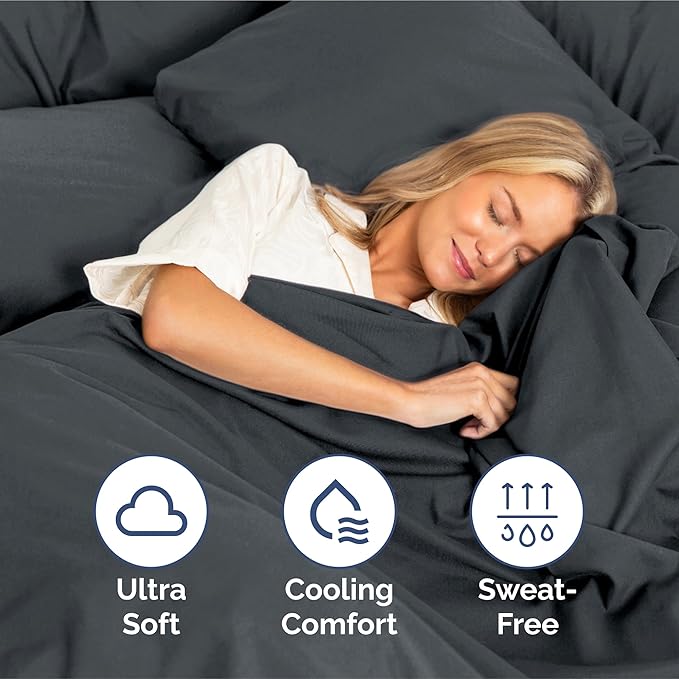 Split King Size 5 Piece Sheet Set - Extra Soft, Breathable And Cooling Sheets - Hotel Luxury Bed Sheets for Women & Men - Deep Pockets, Easy-Fit & Wrinkle-Free Sheets - Slate Blue Oeko-Tex Bed Sheets