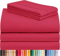 LuxClub 5 PC Sheet Set Bed Sheets Deep Pockets 16" Eco Friendly Wrinkle Free Cooling Machine Washable Hotel Bedding Silky Soft - Red Split King