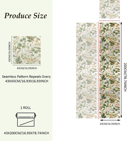 Rainbow Window Privacy Film with Tools, 3D Stained Glass Window Film, Spring & Autumn Leaves, 16.93" x 78.74"(43X200CM)