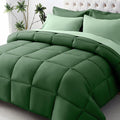 JOLLYVOGUE Full Comforter Set, Ultra-Soft Bed in a Bag Full Size 7 Pieces, Oeko-TEX Certified Bedding Set with Down Alternative Comforter, Sheets, Pillowcases & Shams, Dark Green & Light Green