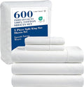 LANE LINEN 600 Thread Count 100% Cotton Split King Sheets Set for Adjustable Beds, 15" Deep Pocket Soft & Comfy Sustainably Produced Split King Sheet, Naturally Cooling Cotton Sheets -White
