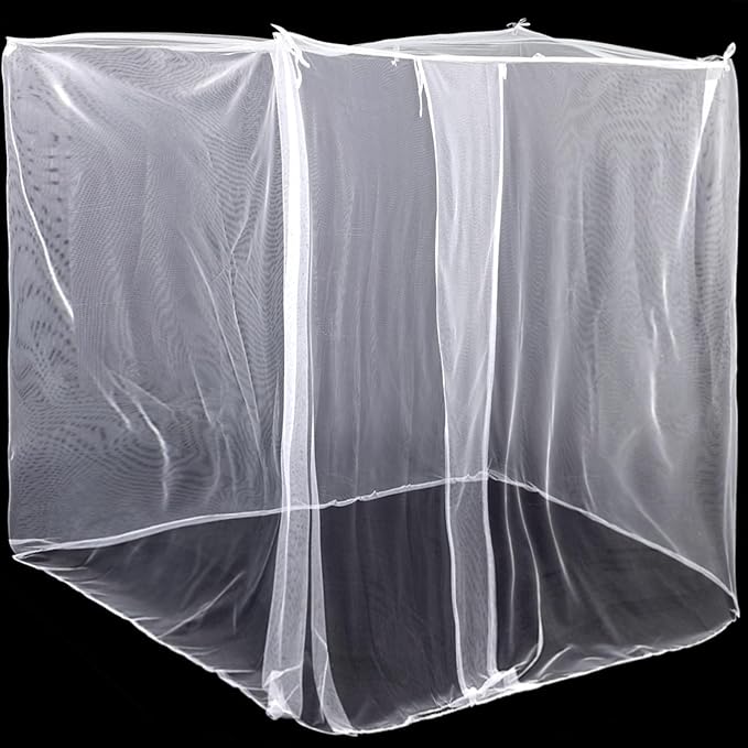 4 Corners Mosquito Net for Mosquiteros para Camas Bed Canopies Netting Bed Drapes Rectangular Mosquito Mesh for Camping Home Outdoor Travel(White,L75 X W71 X H67 Inch,1 Opening)