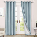 Macochico Full Blackout Curtains 84 Inches Long Insulated Noise Reducing Chenille Curtains for Living Room Bedroom Nursery Auditorium Light Blue Curtains with Tieback Grommet 72" Wx84 L 1 Panel