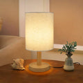 6.3in Bedside Table Lamp for Bedroom, Minimalist Nightstand Lamp with Round Fabric Linen Shade,Study Reading Desk Lamp for Kids Room, Night Table Lamp for Living Room, College Dorm, Home, Office