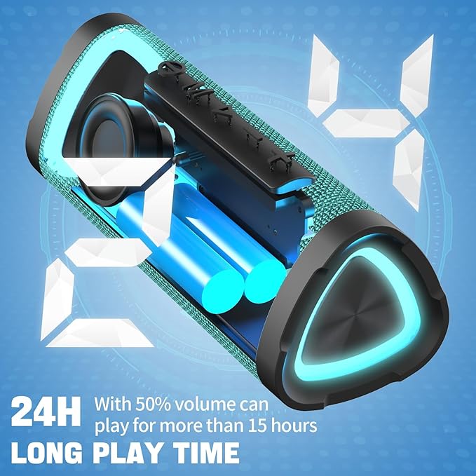 Vanzon V40 Bluetooth Speakers, Portable Wireless Speaker V5.0 with 24W Loud Stereo Sound, 24H Playtime, TWS & IPX7 Waterproof, Suitable for Travel, Home and Outdoors-Light Green (HIJ)