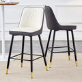 Bar Stools Set of 2,Counter Height Bar Stools with Back and Footrest,27" Barstools with Faux Leather Seat and Black Metal Legs,Counter Stools for Kitchen Island,Pub