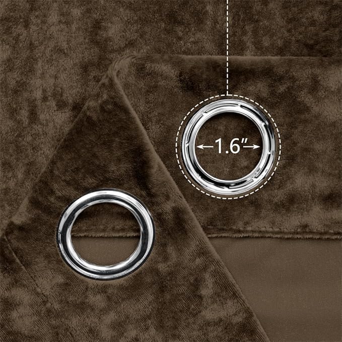 SMILETIME Chocolate Crushed Velvet Curtains 52x84 inch Luxurious Thermal Insulated Soundproof Drapes for Living Room Bedroom Office Soft and Durable Light-Filtering Window Treatments, 2 Panels