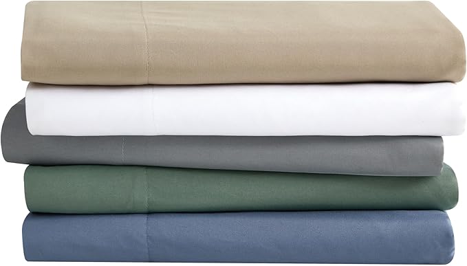 London Fog Garment Washed Solid Sheet Set Blue Microfiber 4-Piece King Sheet Set, Solid Themed, Deep Pocket, Adult and Teen, Oeko-TEX Certified
