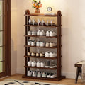 7 Tier Shoe Rack Solid Wood Shoe Organizer for Closet Free Standing Shoe Cabinet Shoe Storage Shelf for entryway, Closet and Doorway, Walnut