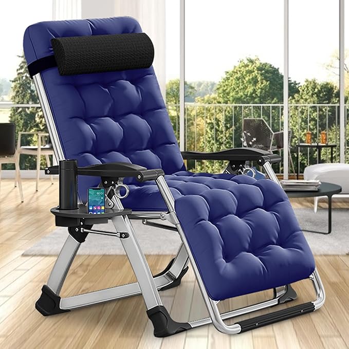 DoCred Comfy Chair, Folding Chair Recliner Chair for Bedroom and Living Room, Folding Reclining Patio Chairs Lounge Chair with Removable Cushion for Indoor Outdoor