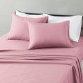Amazon Basics Lightweight Microfiber 4-Piece Bed Sheet Set, Rose, Solid, Queen