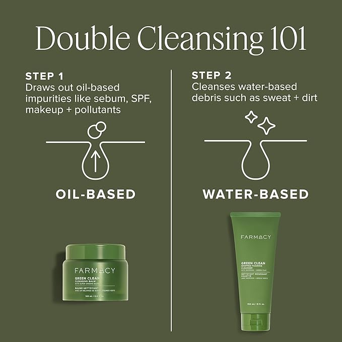 Farmacy Makeup Remover Cleansing Balm - Green Clean Waterproof Makeup Remover Balm + Oil Cleanser for Face - Gently Removes Make Up + SPF while Hydrating Skin (30ml)