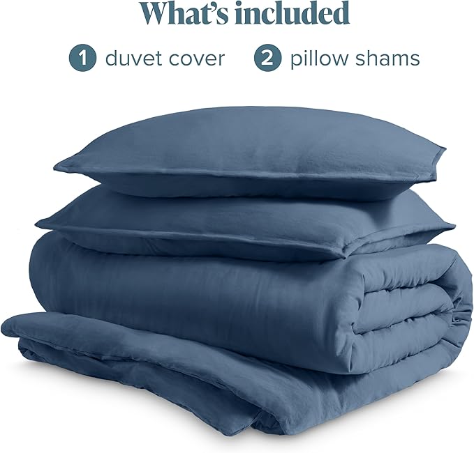 Bare Home Microfiber Duvet Cover Set - Ultra Soft Washed Microfiber - Oversized Queen Size - Linen-Like Look - Easy Care - Breathable Fabric - Our Softest Duvet Cover Set (Oversized Queen, Bering Sea)