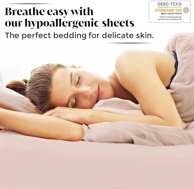 Luxury Bamboo Market | Queen Size Bed Sheet Set | 100% Viscose Made from Bamboo | Organically Grown | Ultra Soft | Cooling Sheets for Hot Sleepers | 17" Deep Pocket [Vintage Pink]