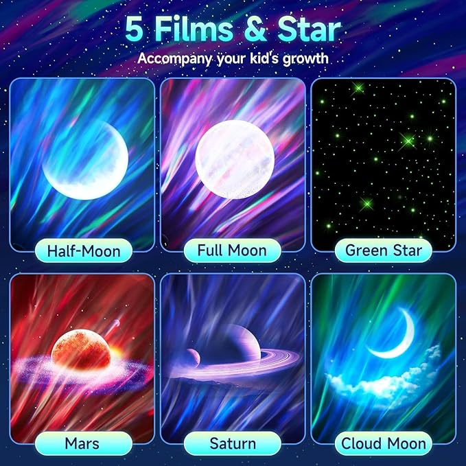 Northern Galaxy Light Aurora Projector with 300+ Light Effects, LED Star Projector for Bedroom Nebula Lamp, Remote Control, 15 White Noises, Bluetooth Speaker Gifts for Kids Adults
