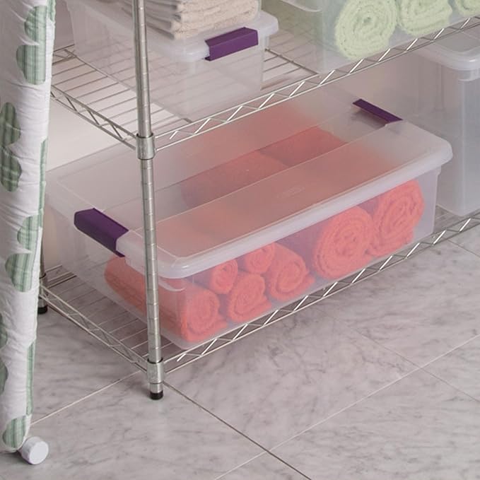 Sterilite 24-Pack 32 Quart ClearView Latch Box, Stackable Organizer Bins with Latching Lids - Clear Plastic Organization Containers for Closet, Bedroom, Shelving Units and Everyday Home Storage