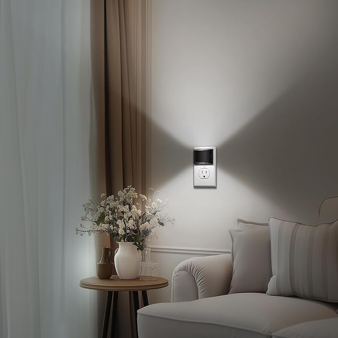 DORESshop LED Night Light[4 Pack], Night Lights Plug into Wall, 3 Level Brightness Adjustable Plug in Night Light, Dusk to Dawn Sensor, Nightlights for Adults, Bedroom, Bathroom, Hallway, 5000K