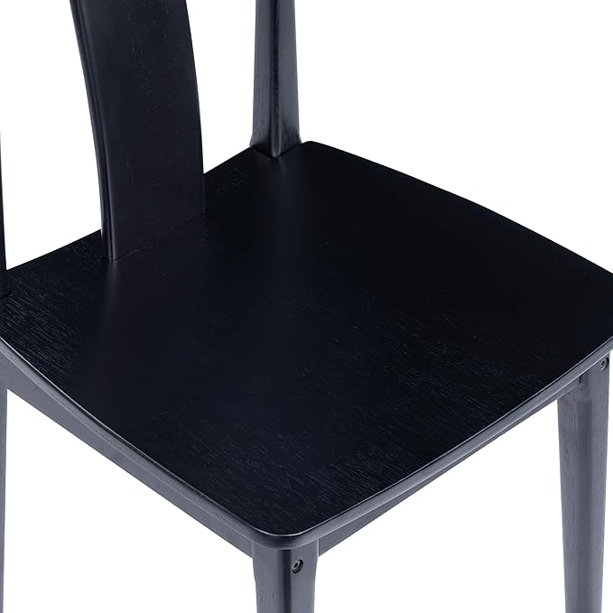Mid Century Modern Kitchen Chairs Set of 4, Wooden Dining Room Chairs Wishbone Chair with Curved Back Armless Accent Chair for Living Room Restaurant, Black