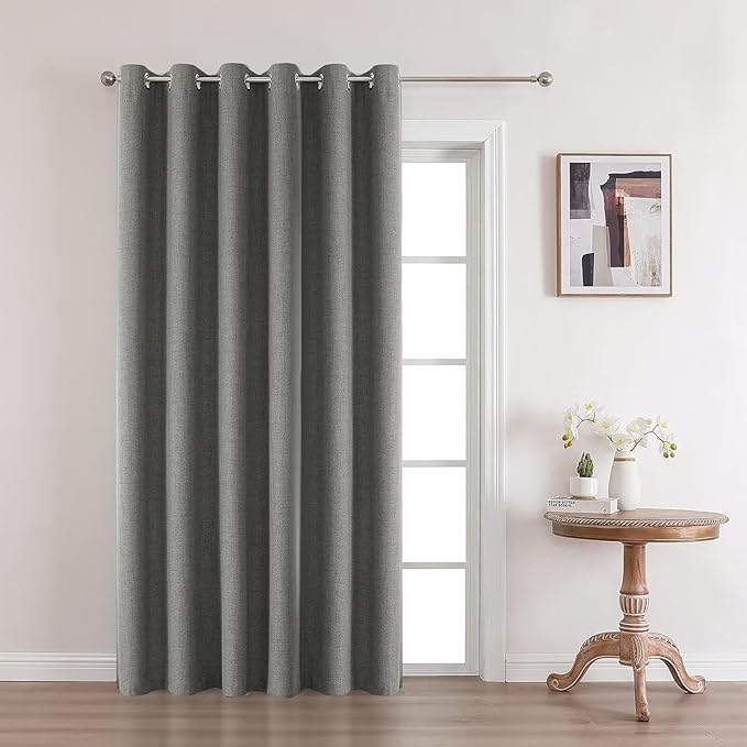 Joydeco Custom Dark Grey Textured Total Blackout Curtain for Bedroom and Living Room. Grommet Textured Thermal Insulated Room Darkening Curtain 1 Panel (Custom Size and Color)