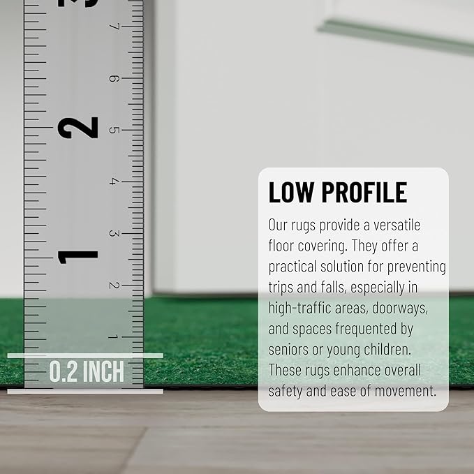Ottomanson 2'7" x 15' Hallway Runner with Scraper Pile - Extra Durable Non-Slip Rug Mat for Indoor & Outdoor Use - Ideal for Kitchen, Entryway & Garage - High-Traffic Carpet, Green