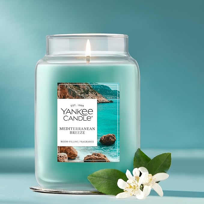 Yankee Candle Mediterranean Breeze Scented Candle, 22oz Large Jar with up to 150 Hour Burn Time, Giftable