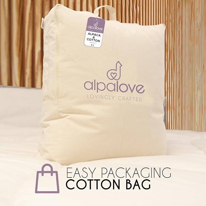 Queen All-Season Warm Fine Alpaca Duvet - Premium Cotton Cover, 4,66 lb Filling, Ideal for Year-Round Comfort, Lightweight & Temperature-Regulating, 92 x 94 inches