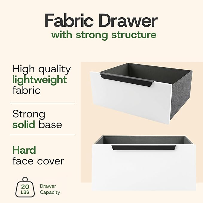 tinge Lira Premium Fabric Dresser - Solid Wooden Frame, 6 Spacious Sag-Proof Drawers with Sleek Metal Handles - Premium & Durable Storage Solution for Your Home (Dark Brown)