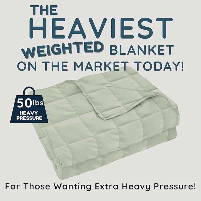 HomeSmart 50 lbs Weighted Blanket King Size, Heaviest Blanket, Fits Standard and California King Beds, 104x92, Sage Green