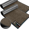 GORILLA GRIP Waterproof Traffic Guard Door Mat, 2 Pack Heavy Duty Entryway Mats, Strong Rubber Back Commercial Utility Rugs for Office Hallway, Garage Floor and Home, Low Profile Carpet, 29x17, Brown