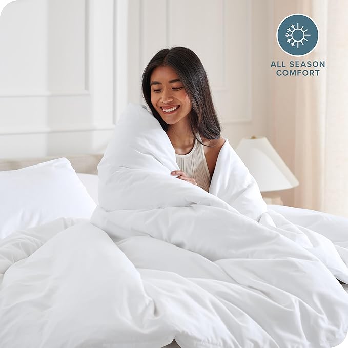Bare Home Bedding Duvet Cover Oversized Queen Size - Premium 1800 Super Soft Collection - Lightweight, Cooling Duvet Cover - Soft Breathable Bedding (Oversized Queen, White)