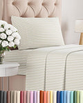 Twin XL Size 3 Piece Sheet Set - Comfy Breathable & Cooling Bed Sheets Set - Hotel Luxury Bedding for Women, Men, Kids, Teens, Boys & Girls - Deep Pockets & Wrinkle Free - Oeko-Tex - Beige Stripes 2