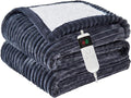 Heated Blanket Electric Full, Soft Flannel Heating Blanket with 8 Hours Auto Off 10 Fast Heating Levels Machine Washable Sherpa Heated Blanket with Overheating Protection