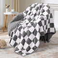 Sherpa Weighted Blanket for Adults Queen Size 15 lbs, Dual Sided Heavy Blankets with Checkerboard Pattern, Ultra Soft Cozy Throw Blanket for Calming and Sleep, Plaid Grey, 48" x 72"