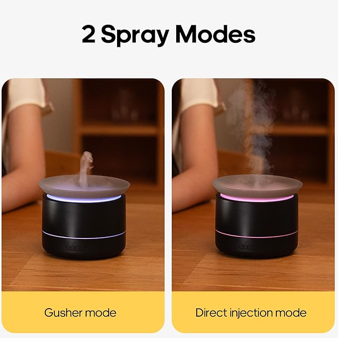 Essential Oil Diffusers, 200ml Aromatherapy Diffuser with Auto Shut-Off Function, Cool Mist Humidifier with 2 Modes, Small Diffuser with 7 Color Lights Auto Shut Off for Home Office Room, Black