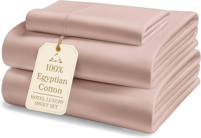 LANE LINEN Luxury 100% Twin XL Sheets Set Cotton - 1000 Thread Count, Eco Friendly Oeko-Tex Certified No Pill Fade Resistant Fully Elasticized Machine Washable Cotton Twin XL Bed Sheet - Sepia Rose