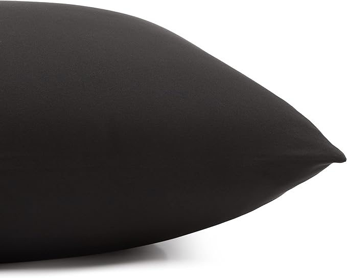 Amazon Basics Lightweight Super Soft Easy Care Microfiber 4 Piece Cozy Comfortable Bed Sheet Set with 14-Inch Deep Pockets, Queen, Black, Solid