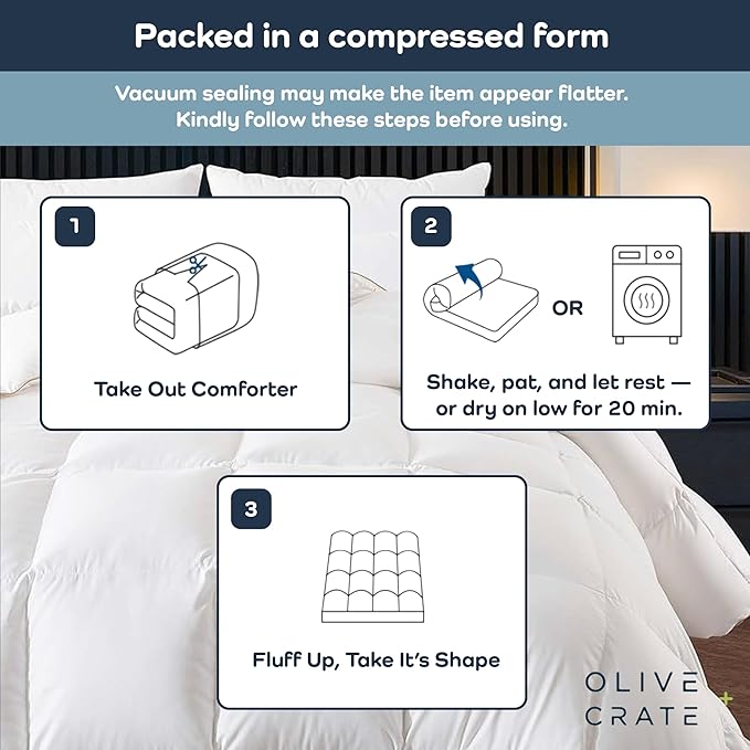 Olive + Crate 100% Viscose Derived from Bamboo - Queen Size - Hypoallergenic, Cooling & Moisture-Wicking Bedding - All Season Lightweight Plush Design - Organic Queen Comforter - 80"x 90"