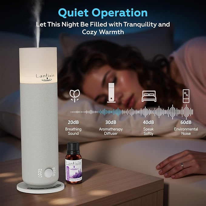 Lantixin Waterless Essential Oil Diffuser Nano Atomization Technology for Large Home-Adjustable and Long Lasting Air Diffuser for Hotel Office Bedroom Large Home (Yellow)