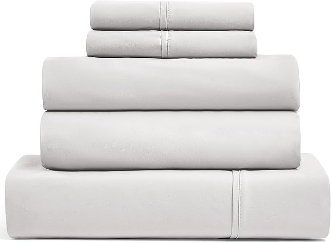 UGG Split King Sheet Set 5-Piece Luxury Cooling Sheets Deep Pockets Premium Bedding with 2 Shams Machine Washable, Adjustable Bed, Split King, Stone Grey (Hedi)