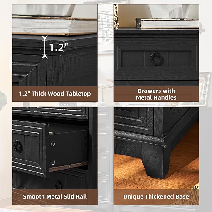Farmhouse 5 Drawer Dresser for Bedroom, 33.2" Tall Small Dressers & Chest of Drawers, Rustic Wood Dresser with Metal Handle, Storage Organizer Closet for Living Room, Hallway, Entryway